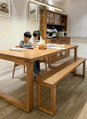 北欧全实木餐桌椅组合长方形家用客厅吃饭桌原木白蜡木餐厅餐桌