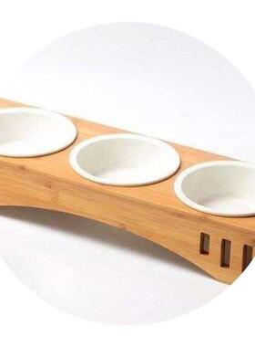 Cat Bowl Two Bowls Wooden Solid Wooden Rack Pet Dog 宠物碗