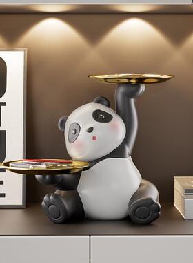 几双托盘熊猫玄电视酒柜餐边柜装品摆件熊CRCH0106猫饰茶收纳关现