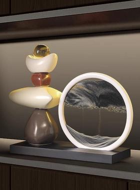 时来运转流沙画摆件轻奢客厅电视柜酒柜玄关办公桌面高级感装饰品