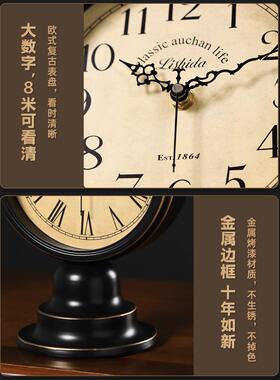 202简5款美式座钟家用桌面创意摆式件欧式Fhqhqfgz约时钟感摆台新