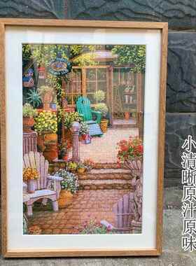 实木拼图框1000片1500柚木窄边胡桃拼图相框裱框原木相框画框挂墙