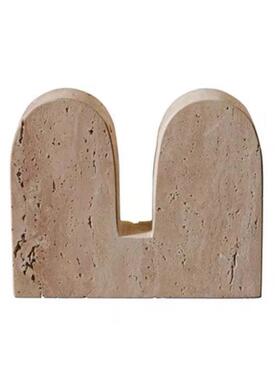 现代简约创意仿洞石几何摆件抽象形状黄洞石软装饰品工艺品