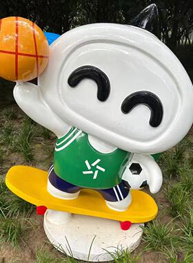 玻璃钢体彩乐小星雕塑网红门头人物面具卡通蜜雪冰城雪王模型摆件