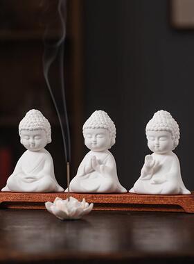 禅意白瓷如来佛像线香炉香插摆件茶宠家居客厅办公室茶空间装饰品