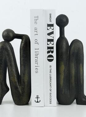 思考者书挡抽象人物件轻奢客厅创1酒意办装公室书摆房柜家居饰品