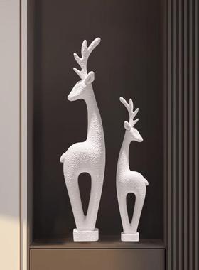 福鹿玄关壁龛摆件高级感客厅电视柜装饰品家居落地一对摆设装饰品