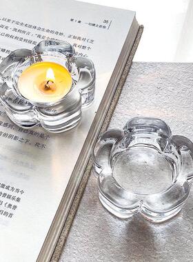 ins梅花透明玻璃烛台烛光晚餐婚庆餐厅摆件蜡烛杯小夜灯烛灯欧式