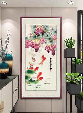 竹报平安竹子水墨画入户玄关装饰画客厅挂画花鸟国画中式竖版壁画