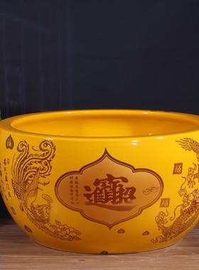 景德镇陶瓷聚宝盆风水招财缸玄关装饰摆饰花盆养鱼缸开 业礼品包