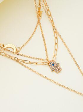 4-piece necklace set跨境饰品 恶魔之眼手掌星月项炼4件套女项饰