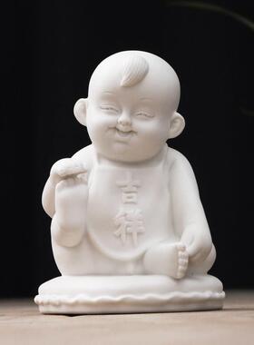 德化白瓷娃娃婚庆礼品早生贵子金童玉女男宝宝 陶瓷福娃家居摆饰