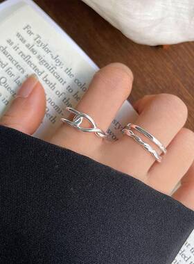 圈9n级25银戒109 401 指不掉色小众设计感is风饰品简约高纯银素戒