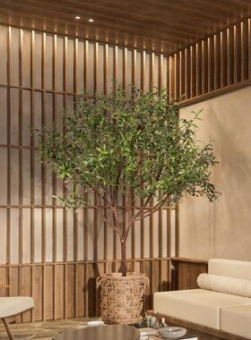仿真绿植室内客厅橄榄树仿生植物假树高级侘寂风落地盆栽装饰摆件