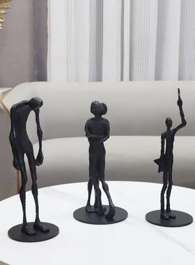欧式创意抽象几何铸铁人物雕塑摆件客厅卧室玄关酒店软装家居饰品