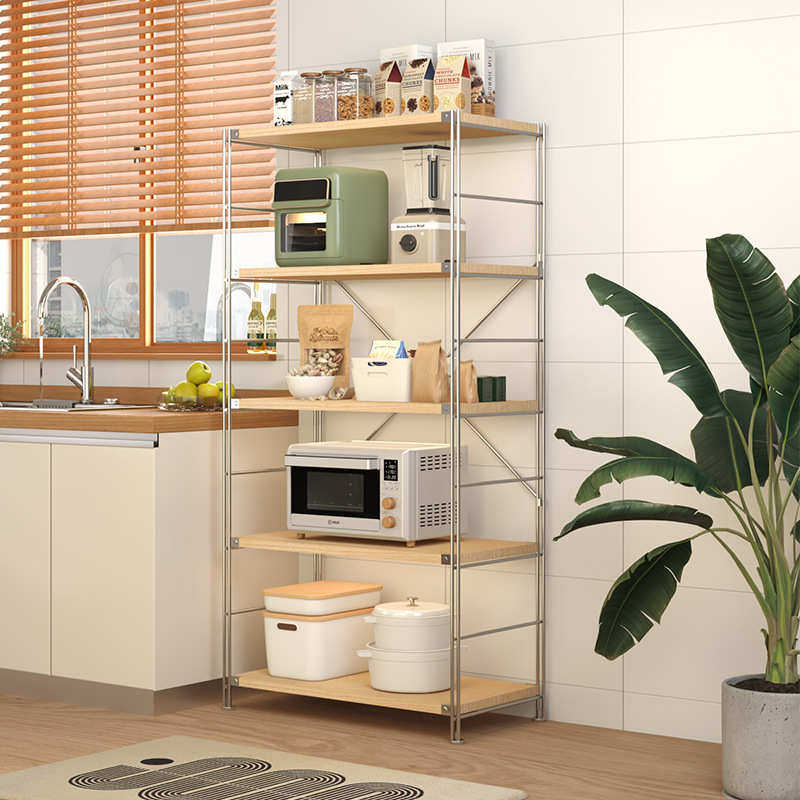 厨房置物架微波炉烤箱收纳架中古风展示架家用多层储物架组合架,淘宝优惠券,粉丝福利购,淘宝优惠卷