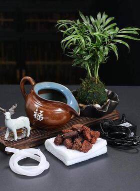 生态缸古法鱼缸陶瓷罐开 口循环流水配件庭院花园造景循环过滤摆