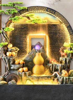 大型假山流水幕墙喷泉落地摆件客厅屏风鱼池景观装饰乔迁开业礼品