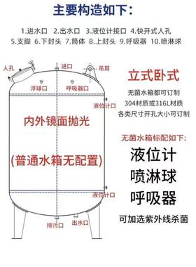 厂家食品级304无菌水箱大容量不锈钢液体储存罐1-10吨现货