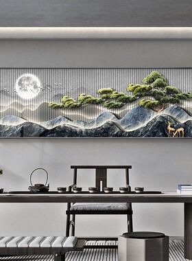 客厅背景墙装饰画 画饭厅画 画中式饭店包厢壁画 画山水字画 画茶