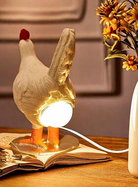 Cute Lifelike Resin Chicken Egg LED Night Light - USB Soft