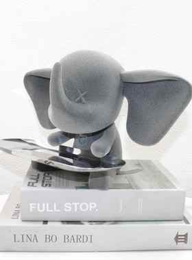 现代约树脂植绒小飞托盘摆件置物装象饰植绒小飞简卡通可爱样板居