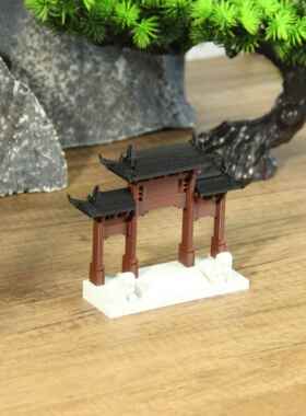 微景观造景门楼牌坊摆件氛围古风建筑假山大号生态水陆缸制作规格