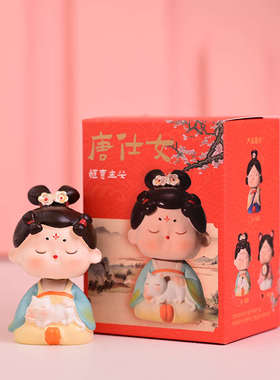 唐仕女唐妞摆件西安文创旅游纪念品寝室书画带小夜灯桌面装饰品