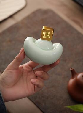 正品中陶瓷元宝摆件家居客厅玄关办公室式桌面装送品乔饰迁开业礼