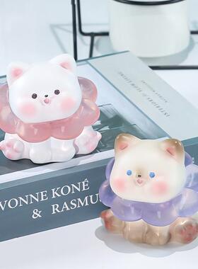 创意可爱猫咪花朵小夜灯摆件卧室床头灯树脂工艺品办公室桌面装饰