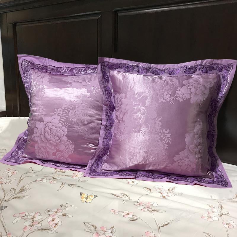 A9L欧式6060垫F7565J6T贡提花床x头靠背缎套靠套子婚庆大抱枕套方 - 图1