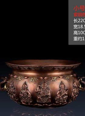 高档纯黄铜五路财神装聚宝盆摆件艺家居客铜聚宝盆工厅品办公室饰