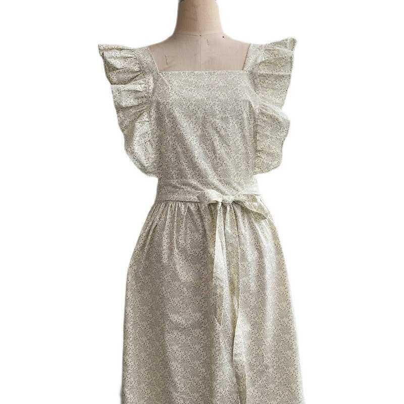 韩式碎花雅致荷叶边背面交叉摄影道具叠穿凹氛围系带围裙,淘宝优惠券,粉丝福利购,淘宝优惠卷