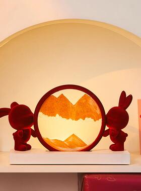 植绒兔礼子流沙画结婚物轻奢喜庆新婚房布玄关SHDK1703床头柜装婚