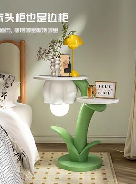 创意花朵落地灯客厅2024新款沙发旁边几卧室床头柜置物架一体台灯