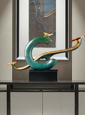 铜金岁月万事如意小鸟铜摆件创意如意家居摆件客厅玄关铜器装饰品