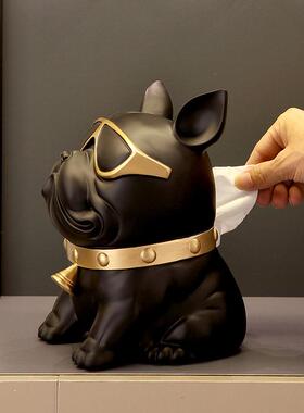 创狗意法斗巾盒607客厅现轻奢高档个性代抽纸盒家纸用茶几上艺术