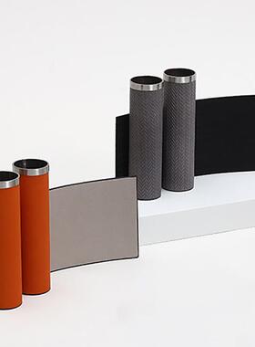 现代简约金属双管拼接艺术花器摆件样板房售楼处饰品皮革干插花瓶