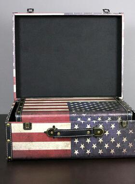 覆古皮箱大号家居装饰木质手提箱创意结婚礼物酒柜室内收纳装饰品