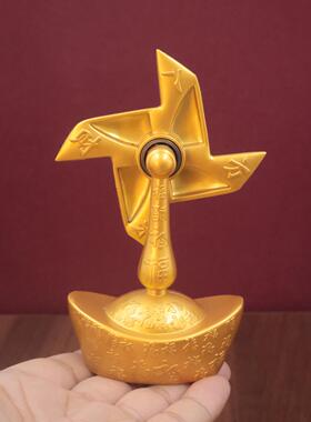 沙金色百福风生水起招财进宝元宝风车转转金属工艺品桌面创意摆件