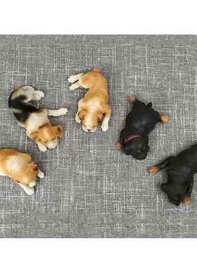 仿真小狗睡觉养神狗桌面摆件创意汽车车内饰品动物树脂摆设装饰品