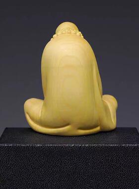 黄杨木雕达摩摆件新中式禅意客厅家居饰品雕刻工艺品坐禅达摩祖师
