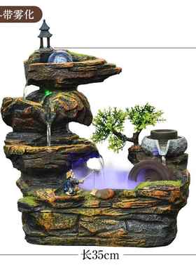 正品店铺客厅招财假山流水泉摆件装循水景喷观桌面环风水轮饰开业