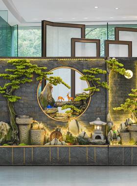 水幕墙流水厅墙屏风酒店客玄隔庭院装tb-70639饰假山鱼池喷关泉景