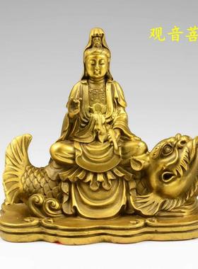 新款全黄铜观音佛文普萨佛像地藏王佛家殊用普贤普萨佛像像摆设像