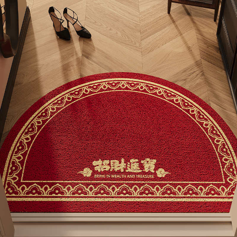 PVC蛇年红色半圆丝圈入户门地垫耐脏免洗刮泥除尘脚垫大门口门垫,淘宝优惠券,粉丝福利购,淘宝优惠卷