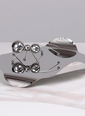 北欧水简约不锈钢果盘件家居摆软装KDQ饰品样板房收间客厅异型纳