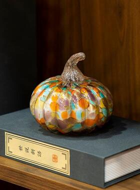 创意丰收琉璃南瓜桌面摆件高级感客厅玄关酒柜装饰品乔迁新居礼物
