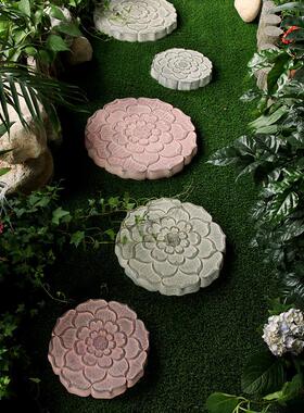 踏步石室外庭院花园脚踏石莲花汀步石中式户外草坪装饰铺路石地砖