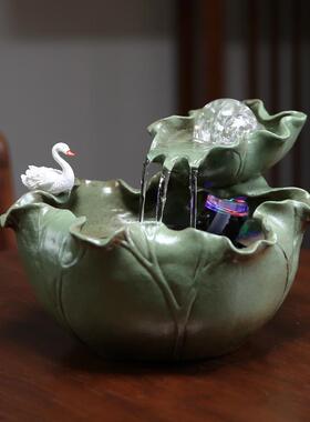 新中造景鱼缸循环流水客厅玄办公2023003礼室装饰桌式面摆件乔迁